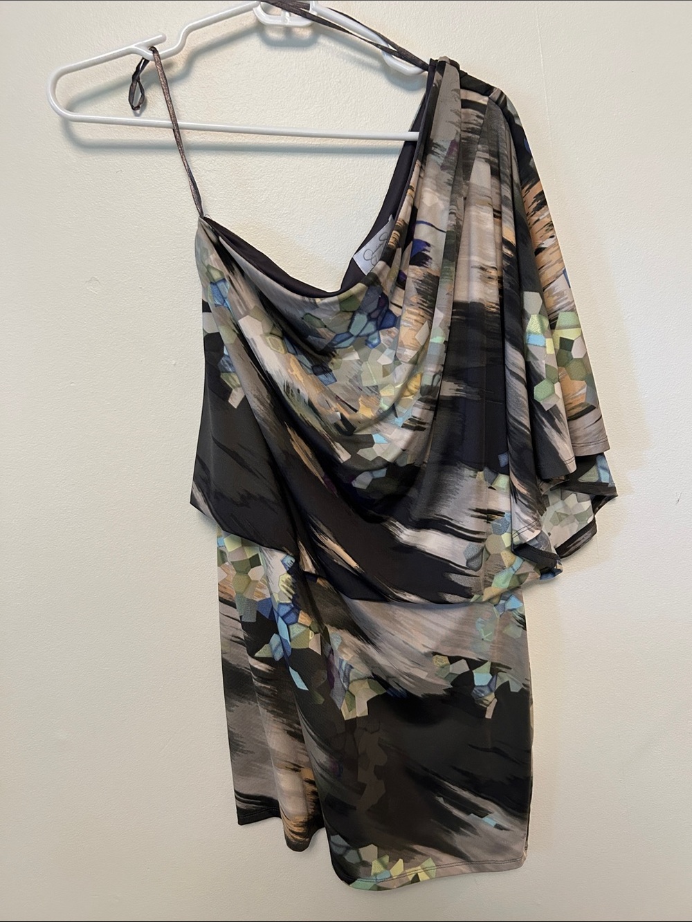 Jessica Simpson one shoulder multicolored dress, size Small
